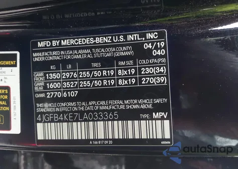 2020 Mercedes-Benz Gle 350 4Matic z USA, uszkodzony, nr VIN 4JGFB4KE7LA033365